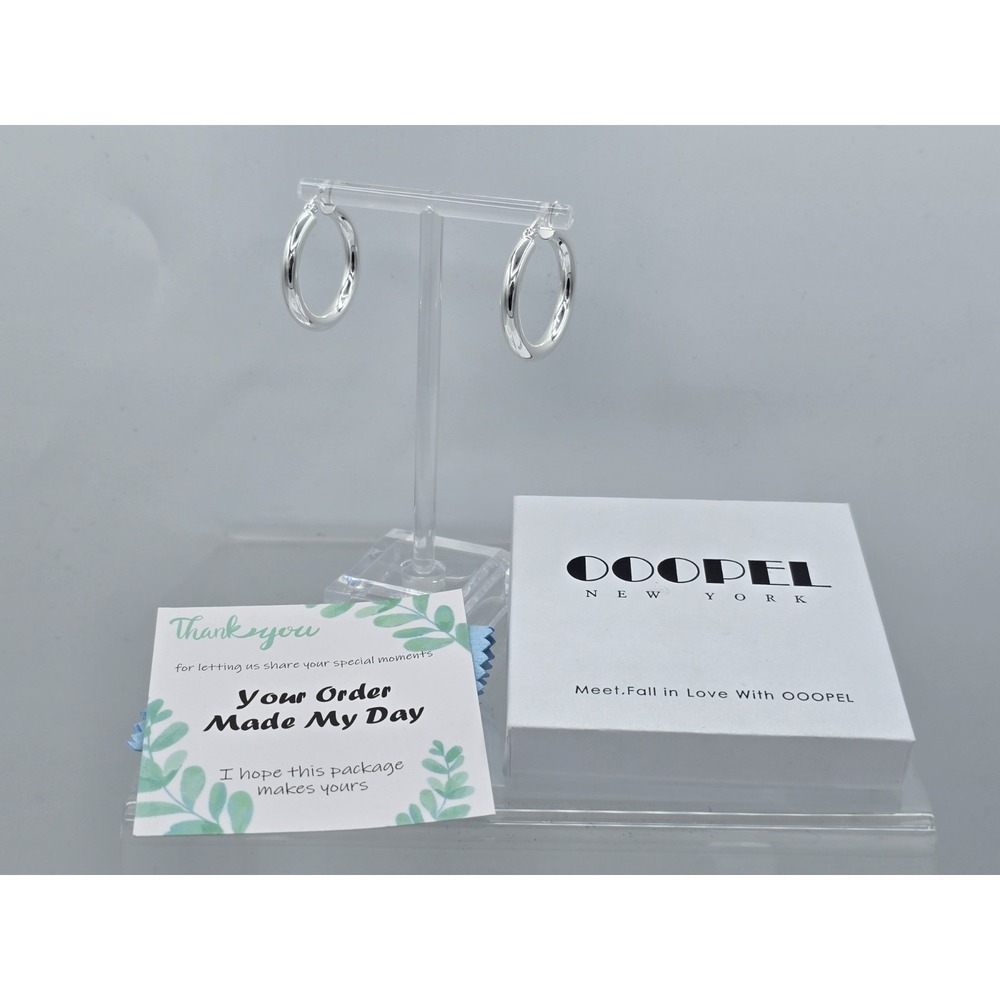 4mm Thick Gold Hoop Earrings, Chunky‎ Hollow Tube Hoops, Sterling Silver Gift